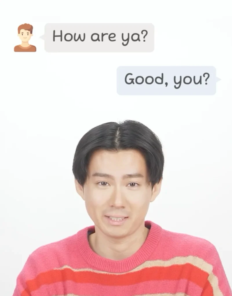 Speakの超初級ミニコースで「How are ya?」「Good, you?」を学ぶ画面